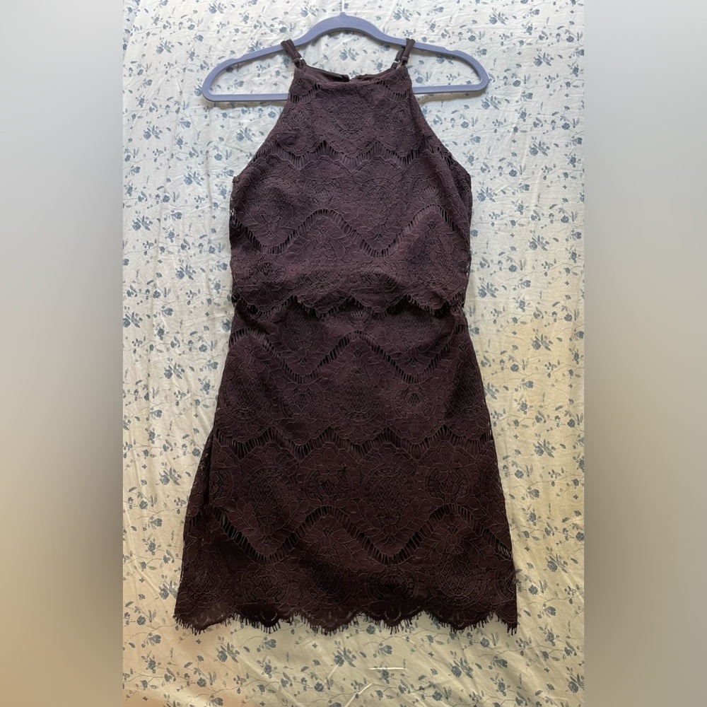 Target Mock Two Piece Halter Neck Lace Dress